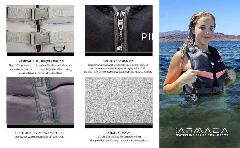 Jetpilot Women’s Lifevest. Armada Neoprene Coast Guard Approved Life Jacket PFD