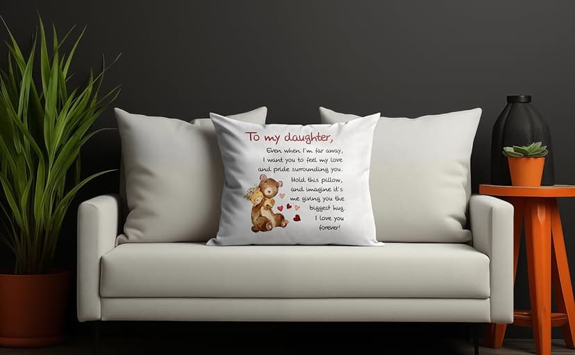 Daughter Gifts from Mom18x18 Throw Pillow Cover - Best Daughter Ever from Mom & Dad, Birthday Gifts for Daughters, to My Beloved, Decorative Pillow Case for Her, Special Occasion Keepsake