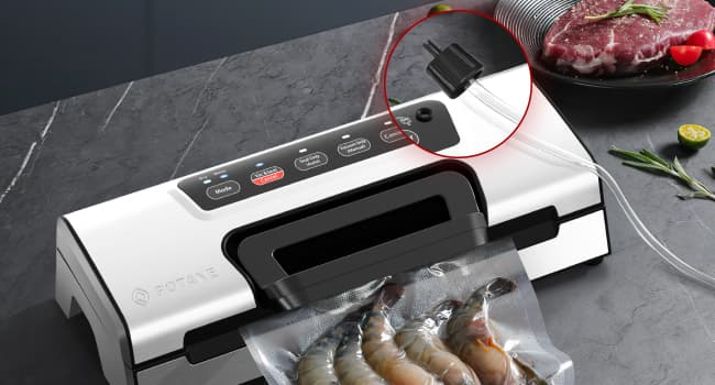 Precision Vacuum Machine,Pro Food Sealer with Built-in Cutter and Bag Storage(Up to 20 Feet Length), Both Auto&Manual Options,2 Modes,Includes 2 Bag Rolls 11”x16’ and 8”x16’,Compact Design