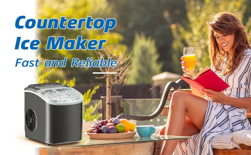 26LBS Per Day Portable Countertop Ice Maker, Self-Cleaning 2 Sizes of Bullet Ice Machine with Scoop and Basket, 9 Cubes in 6 min,Ideal for Home/Kitchen/Bar/Camping (Home, 26.5LBS/Day)