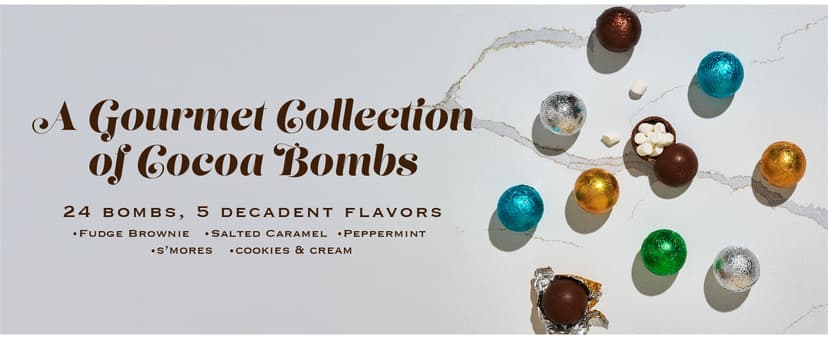 BomBombs, Hot Chocolate Bombs, Includes Fudge Brownie and Caramel Candy Cocoa Bombs Filled with Marshmallows, Pack of 5