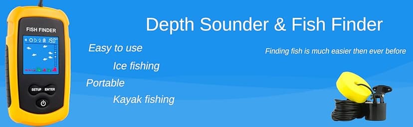 Venterior Portable Wired Fish Finder Ice Kayak Fishing Gear Water Depth Finder Handheld Fishfinder LCD Display Sonar Transducer