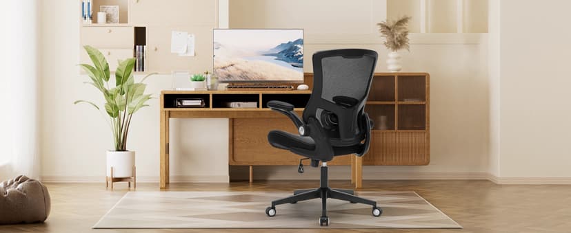 Office Chair Ergonomic Desk Chair 350lbs Comfy Mesh Computer Chair with Adjustable Lumbar Support Flip-up Armrests, Executive Rolling Swivel Comfy Task Chair for Home Office