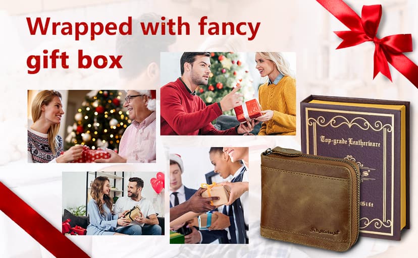 Admetus Mens RFID Blocking Wallets Zipper Leather Wallet for Men Bifold RFID Card Holder