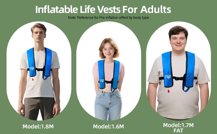 Manual Inflatable Life Jacket| Inflatable PFD Vest Adult| Life Vest for Adults| Outdoor Water Sports| Supports up to 330 lbs|33g of Carbon Dioxide Cylinder