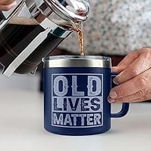 Old Lives Matter Mug Dad Tumbler - Old Man Gifts for Older Men Gag Gift for Older People Gifts for Elderly Men - Elderly People Seniors Birthday Fathers Day 14oz Stainless Steel Tumbler With Lid