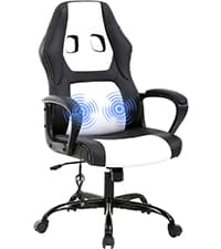 Gaming Chair Office Chair High-Back Ergonomic Video Game Chairs for Kids Teen Adult Height Adjustable Reclining Computer Chair with Lumbar Support Armrest Headrest Game Chair - White
