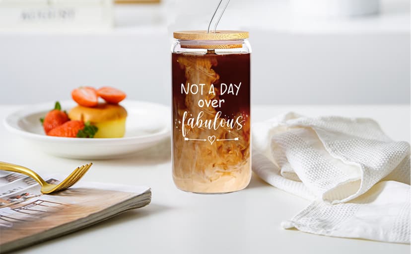 Birthday Gifts for Women, Happy Birthday Gift Baskets for Women, Women Unique Bday Gifts Ideas for Best Friend, Her, Sister, Daughter, Coworkers, Families - Not a Day over Fabulous Glass Gifts Box