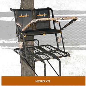 Muddy 2-Person Ladder Tree Stand for Deer Hunting, The Partner, 17' Tall, Black - Adjustable Climbing Treestand with Platform, Straps and Safety Harness for Shooting