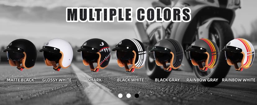 TRIANGLE 3/4 Motorcycle Helmet,Retro Open Face Adults Helmets with Visor,Half Face Moped Helmet for Men & Women,DOT Approved Helmets for Cruiser Scooter(L)