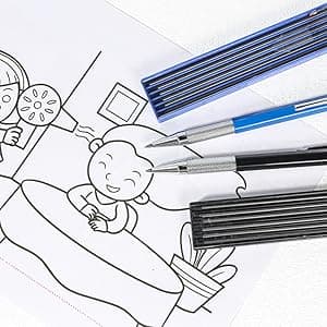 2mm Mechanical Pencil Set, 2 Pieces Artist Carpenter Drafting Pencils 2.0 mm with 2 Tube Lead Refill (HB, 2B), Art Lead Holder Metal Marker for Draft Drawing, Writing, Art Sketching