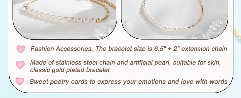 Birthday Christmas Mothers Day Wedding Day, Lobster Clasp, 6.5" + 2" Tarsus Artificial Pearl Bracelet, Gifts for Mom/Mother-in-Law/Bonus Mom B0CHDX2TSR