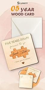 5 Year Anniversary Wooden Gifts for Him Her - 5th Anniversary Traditional Gifts for Wife Husband, 5 Year Marriage Gift for Couple, Fifth Wedding Present for Men