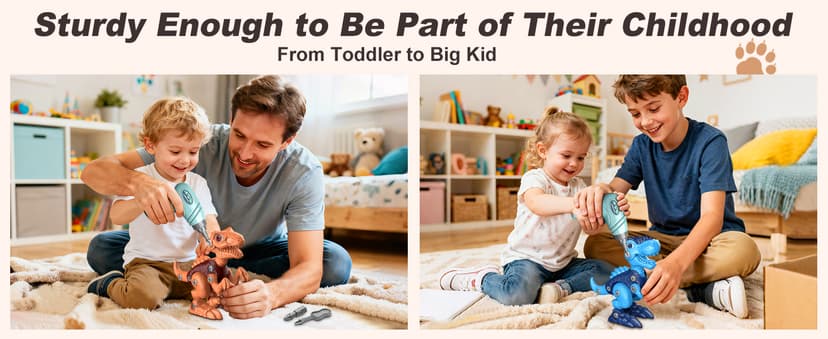 Laradola Dinosaur Toys for 3 4 5 6 7 8 Year Old Boys, Take Apart Dinosaur Toys for Kids 3-5 5-7 STEM Construction Building Kids Toy with Electric Drill, Party Christmas Birthday Gifts Boys Girls