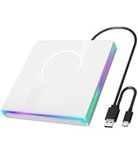 7 in 1 External DVD Drive, External CD/DVD Drive for Laptop USB 3.0 & Type-C, Portable CD/DVD +/-RW Disk Drive, CD/DVD Burner CD ROM External Drive for Laptop Desktop PC Windows 10/11 XP Mac Linux