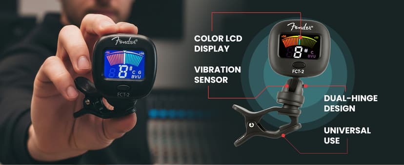 Fender FCT-2 Professional Multi-Instrument Clip-On Tuner for Guitar, Bass, Ukulele, and Violin