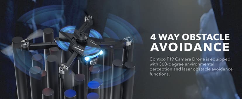 Contixo F19 Drone With 1080p HD FPV Camera, 20 Min Flight 360° Flips Brushless Motor RC Quadcopter With Altitude Hold, Obstacle Avoidance, Follow Me For Novice Beginner's Kids And Adults, 2 Batteries