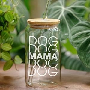 NewEleven Gifts For Dog Lovers, Dogs Owners, Dog Moms, Fur Mama - Dog Mom Gifts For Women - Cute Funny Gift For Women, Best Friend, Girlfriend - 16 Oz Coffee Glass