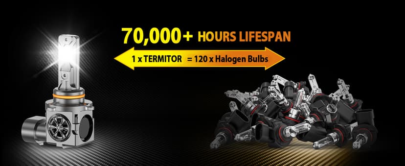 Termitor 2026 Latest 9006 HB4 Bulbs, 50,000LM 1200% Brightness, 6500K Cool White, 80000Hrs Lifespan, 1:1 Size Plug and Play, CANbus Ready, Fog Light Replacement, Pack of 2