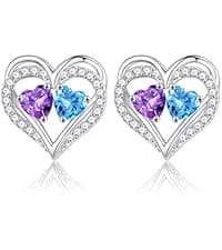 Iefil Christmas Gifts for Mom - 925 Sterling Silver Double Birthstone Necklace, First Mothers Day Gifts for New Mom Jewelry