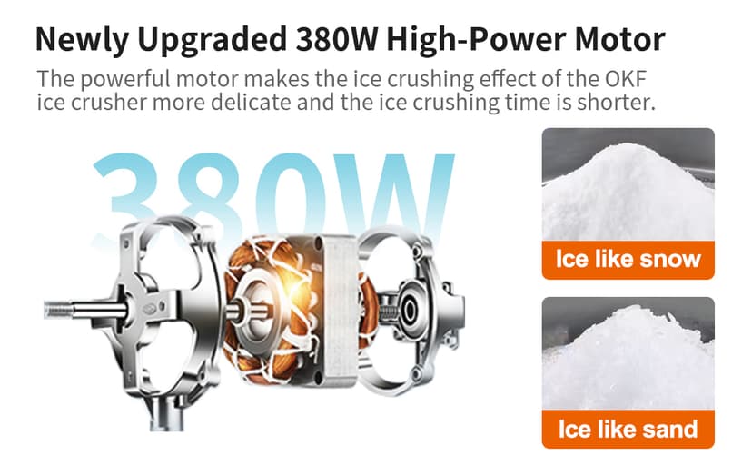 OKF Ice Shaver Prevent Splash Snow Cone Machine, Electric 3 Blades Shaved Ice Machine, 380W Ice Shaver Machine, 286lbs/hr Ice Crushers for Home Use, Ice Crusher with Free Ice Pick (Silver)