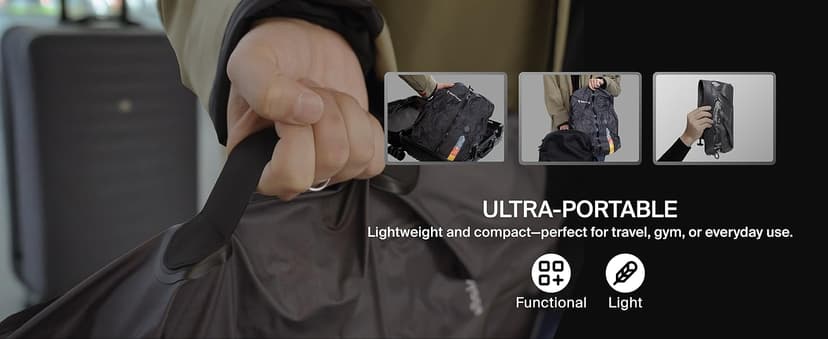 Black Voyage Reusable Vacuum Compression Travel Bag for Carry-On Suitcase and Backpack, Recycled IP67 Waterproof Space Saver Vacpack (2-Pack, 18L - Pump Included)