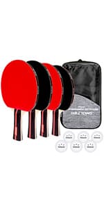 GoSports Mid-Size Table Tennis Game Set - Red or Blue - Indoor/Outdoor Portable Table Tennis Game with Net, 2 Table Tennis Paddles and 4 Balls