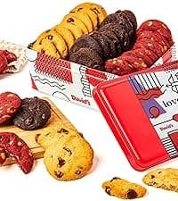 David's Cookies Merry Christmas Mini Cookies in Sweet Sampler Tin - Assorted Mini Christmas Cookies with Chocolate & White Chocolate Chip and Red Velvet - Gourmet Cookie Gift Basket for Holidays 14oz