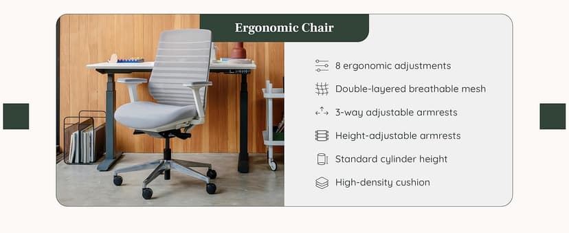 Branch Ergonomic Chair - A Versatile Desk Chair with Adjustable Lumbar Support, Breathable Mesh Backrest, and Smooth Wheels - Experience Optimal Comfort and Support - Graphite - White