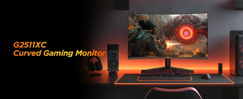KOORUI 25 Inch Curved Gaming Monitor 240Hz FHD 1080P Computer Monitor, 1500R 1ms MPRT Display, Adaptive Sync, 90% DCI-P3,HDR, Eye Care, Tilt Adjustable, VESA 75x75mm, Black,G2511XC