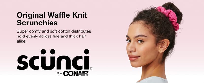 Machine-washable cotton-blend elastic hair ties for comfortable daily wear, wide assortment of colors to suit any look Scünci Hair Scrunchies, Waffle Knit Cotton, No-Damage, 36 Count B07S3KGBHL