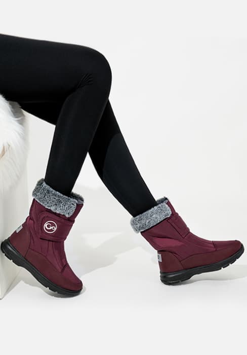 Almusen Snow Boots for Womens Winter Shoes: Warm Fur Lining Mid Calf Boots Women Anti Slip Waterproof Hook Loop Comfortable Outdoor Boot