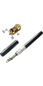 Fishing Rod, Fishing Pole Fishing Rod and Reel Combo Telescopic Fishing Rod Collapsible Rod Stainless Steel Pocket Fisherman Tackle Portable for Beginner Kids Adults Travel Saltwater Freshwater