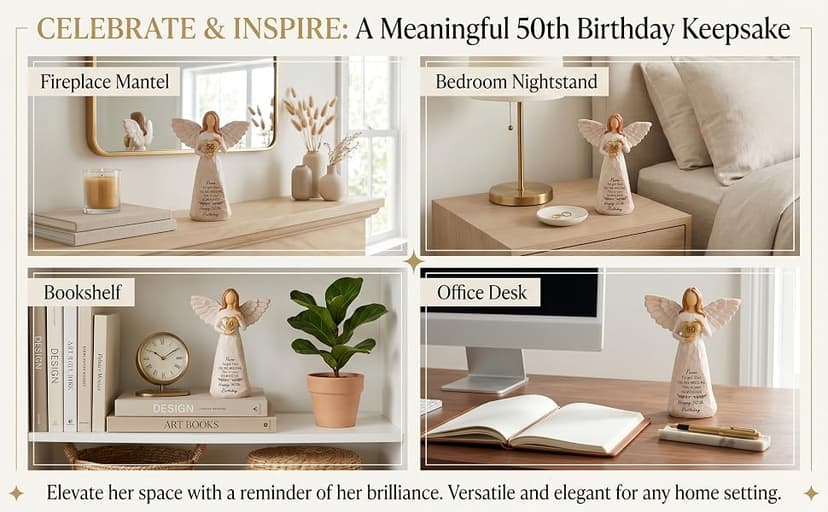 50th Birthday Gift for Her, Birthdays Party Decorations, Happy 50th Birthday Gifts for Women Friends Mom Wife Sister 50th Birthday Gifts for Women, 5.5” Angel Figurine - 50 Year Old Gift Ideas B0H2HTH8PC