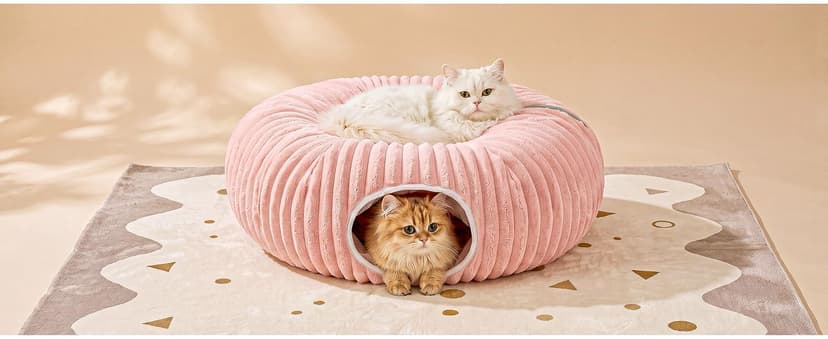 Cat Tube with Kitten Toys for Indoor Kittens, Collapsible Play Tunnel, Cat Gifts Cat Tunnel Bed with 40 Pcs Interactive Cat Toys, White B0FB9CN22D