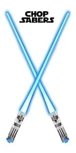Lightsaber Chopsticks Light Up - LED Glowing Light Saber Star Wars Chop Sticks - Reusable Sushi Lightup Sabers Chopstick Set Of 1 Blue Pair