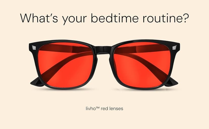 livho Blocking Gaming Glasses Blue Green Light for Computer Sleeping, Dual Coatings Red Lenses, for Women & Men