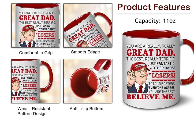 BECHUSKY Dad Gifts - Happy Birthday Dads - Best Dad Ever Cup - Dads Coffee Mug from Daughter, Son, Child - Fathers Day, Christmas, Birthday Gifts for Fathers, Papa, Daddy - Father Present Ideas