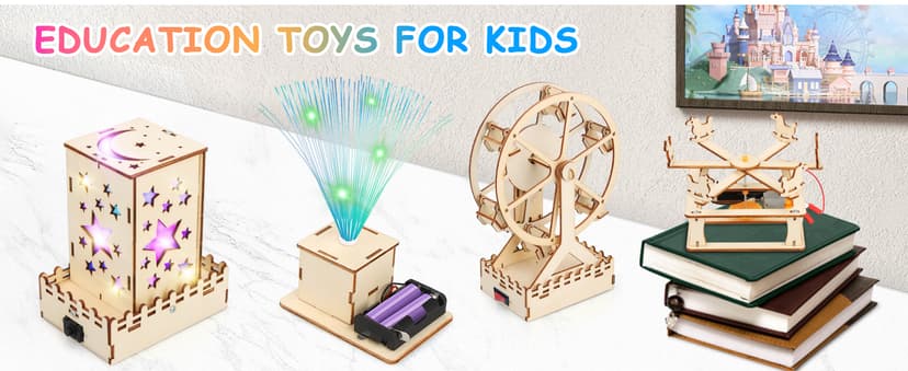 Poraxy 4 in 1 STEM Kits for Kids Age 8-10, Science STEM Projects for Kids 8-12, 3D Puzzles, Educational Craft Building Toys 8-13, Christmas Birthday Gifts for Girls Boys 6 7 8 9 10 11 12 13 Year Old