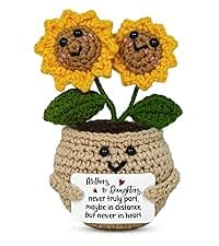 Mom Birthday Gifts, Mother Daughter Gift, Positive Crochet, Handmade Keepsake, Soft Yarn Texture, Cute Tulip Decor OASSIE Mom Gifts from Daughters Sons - Emotional Support Crochet Tulip