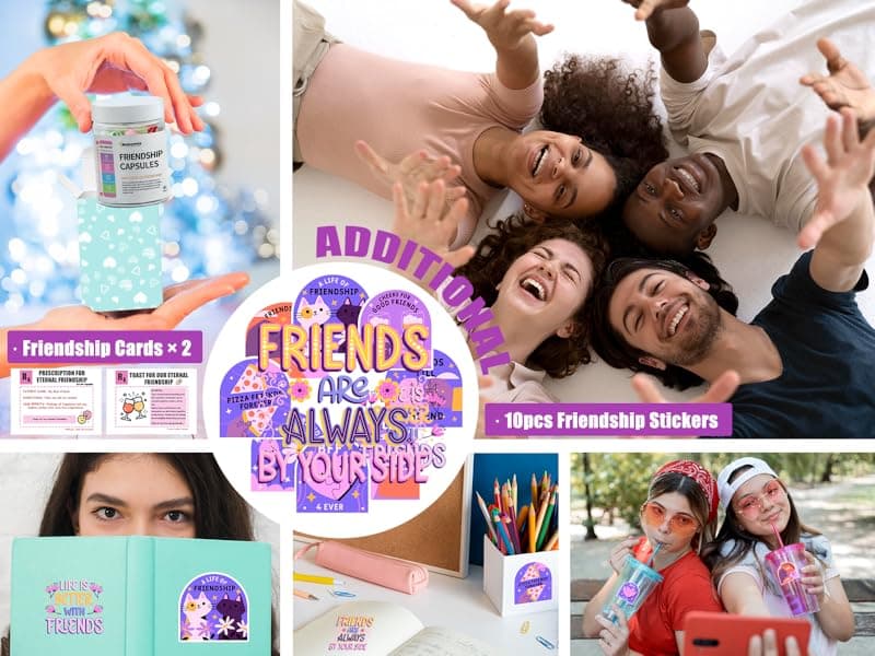 60PCS Pre-Written Friendship Messages in a Bottle, Bestfriend Birthday Gifts for Women Sister Bestie, Cute Capsule Messages in Plastic Jar Long Distance BFF Gifts