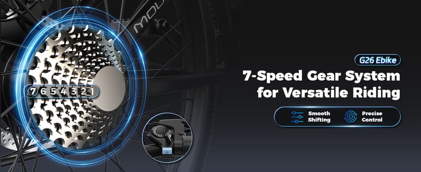 Electric Bike for Adults, 1500W Peak Mountain Ebike with 25 MPH, 65 Miles Range, 7 Speeds, 48V 10Ah Removable Battery 26" Ebike for Commute