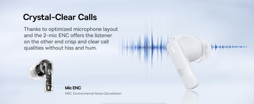 Baseus E20 True Wireless Earbuds, 12mm Drivers with Powerful Bass, 33H Long Playtime, IPX5 Water-Resistant, 2 ENC Mics for Clear Calls, Bluetooth 5.3 Headphones in-Ear Ear Buds