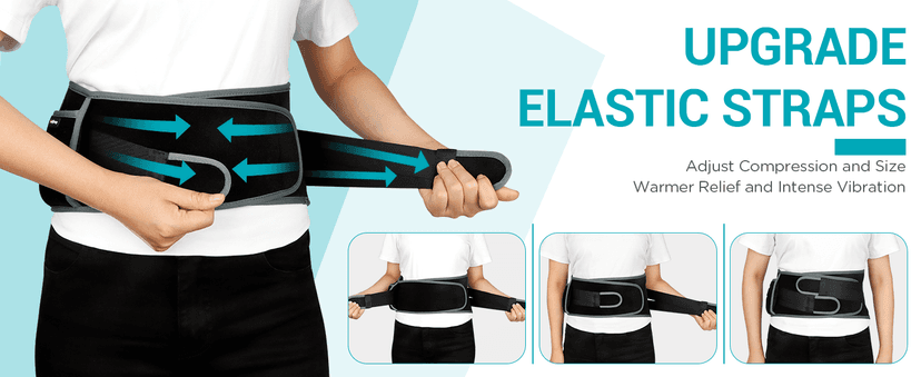 Comfytemp Cordless Heating Pad with Massager for Back Pain Relief, Portable Lower Back Massager Wearable, Birthday Gifts for Dad Mom Men Women Elderly, Rechargeable Period Cramps, 3 Heat Auto-Off, 58"