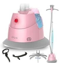 SALAV GS18-DJ Standing Garment Steamer with Roll Wheels for Easy Movement, 1.8L Water Tank for 1 Hour Continuous Steaming, Adjustable Pole for Storage, Includes Descaler Packet, 1500 watts