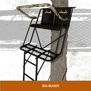 Muddy 2-Person Ladder Tree Stand for Deer Hunting, The Partner, 17' Tall, Black - Adjustable Climbing Treestand with Platform, Straps and Safety Harness for Shooting