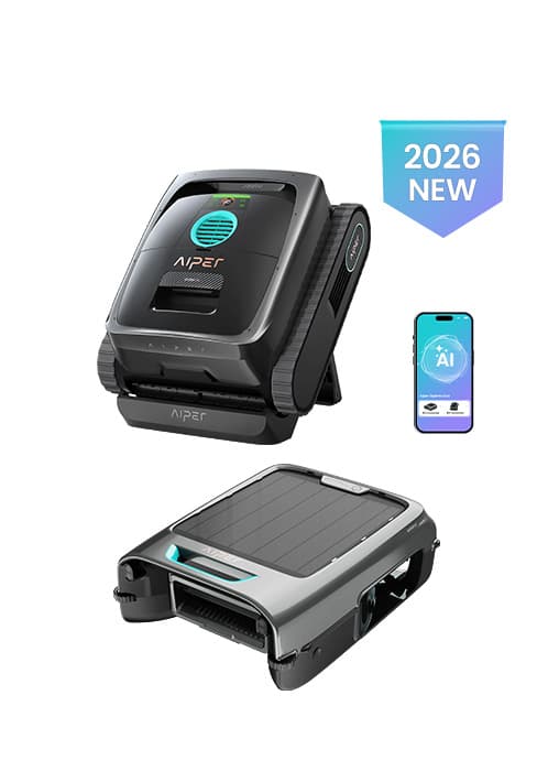 AIPER Surfer S2 Robotic Solar Pool Skimmer with APP Support, 24/7 Cleaning, Dual Charging Modes, Smart Obstacle Avoidance, Ideal for Most Swimming Pool Types