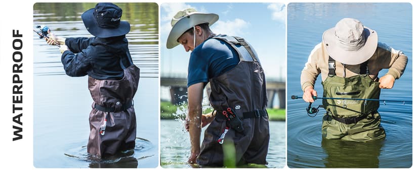 Upgraded 210D Nylon Chest Waders with Boots - Waterproof PVC Fishing & Hunting Waders for Men, Breathable Wading Gear