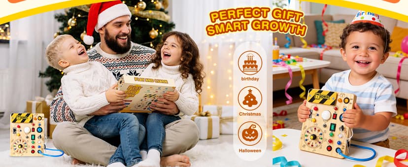 Grarain Busy Board for Toddlers - Montessori Educational Toy for 1-3 Year Old Boys & Girls | Travel-Friendly Sensory Learning Activity | Ideal for Kids with Autism(Busy Board v2) B0D2ZD6J2W