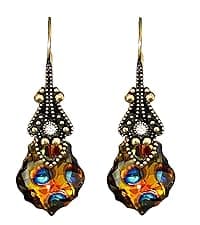 HisJewelsCreations Antique Inspired Vintage Victorian Dangle Drop Earrings for Women - Colored Austrian Crystal Leverback Earrings - Jewelry Gift for Her